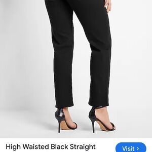 NWT EXPRESS Straight Ankle High Rise Black Jeans 12 long